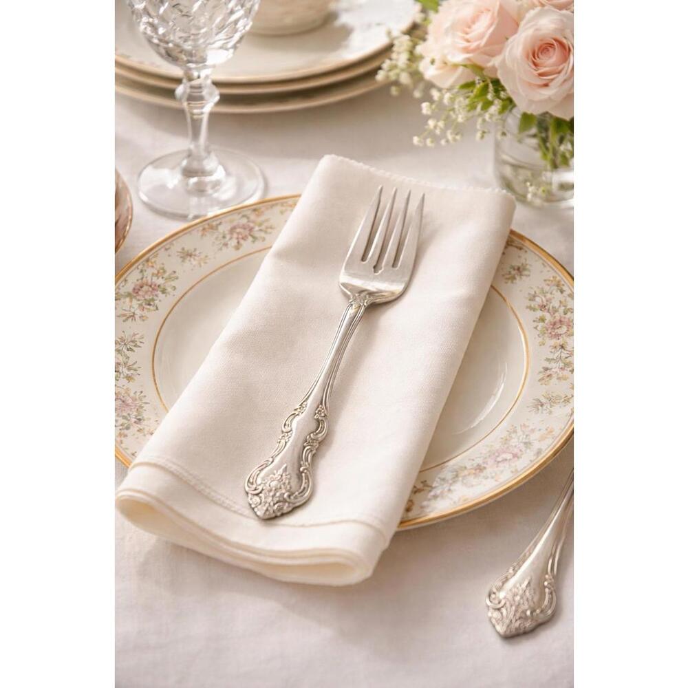 International Silver Korea 1960s Deep Silver Replacement Orleans Salad Fork, 7”